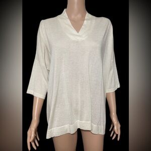 Neiman Marcus Womens Blouse  Small Medium Ivory Oversized Cashmere Wool Knit